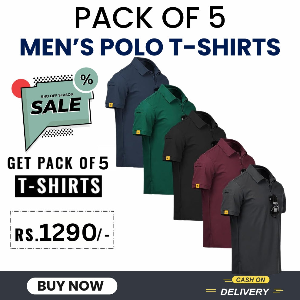 Men's Solid Polo T-Shirts | Pack of 5