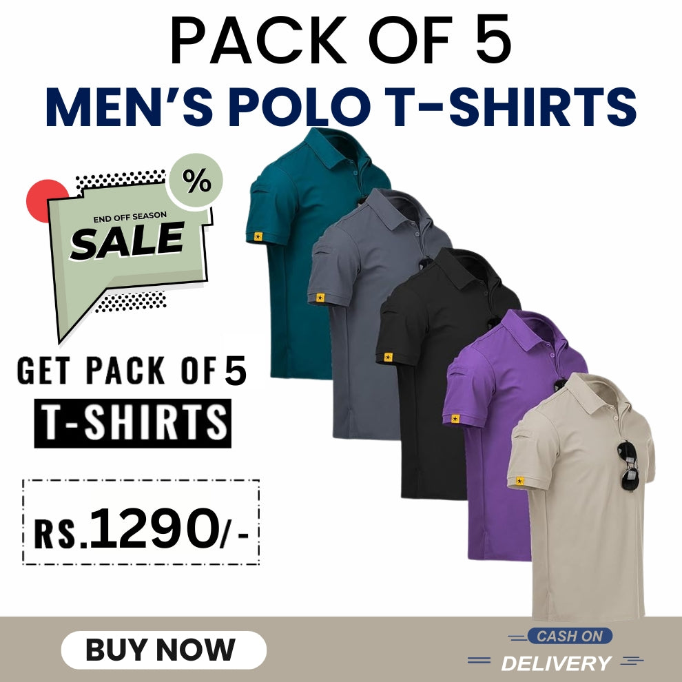Men's Solid Polo T-Shirts | Pack of 5